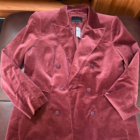 Banana Republic Blazer Sz 12 Red / Wine  BurgundyTailered  Jacket Cardigan $280 - Picture 2 of 13